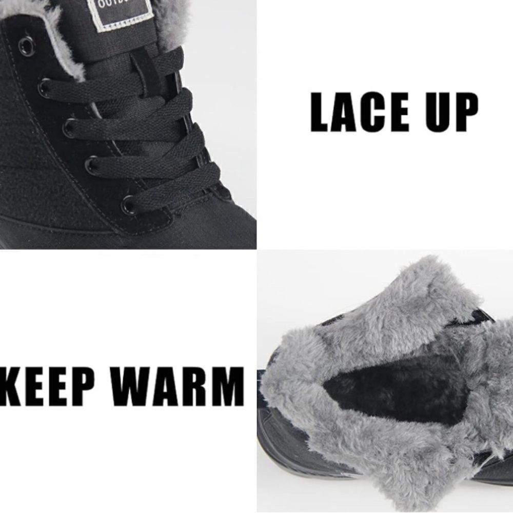 Snow Boots Faux Fur Lined Booties Anti-Slip Ankle Boots Winter Sneakers Size 9 - Picture 6 of 8